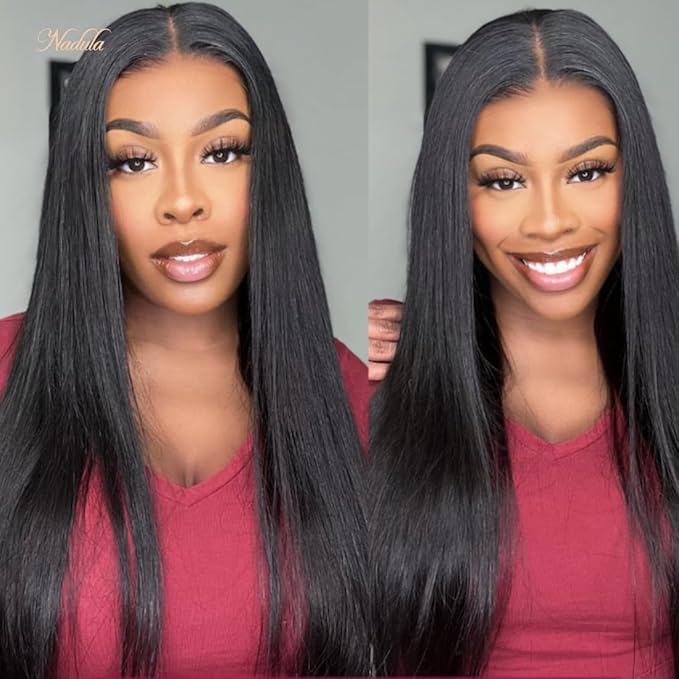 Nadula Pre Everything Glueless Silk Straight Wig 13x4 HD Pre Cut Lace Front Wig Human Hair with Ear Tape Bleached Invisible Bye Bye Knots Wig Pre Plucked 150% Density 18inch