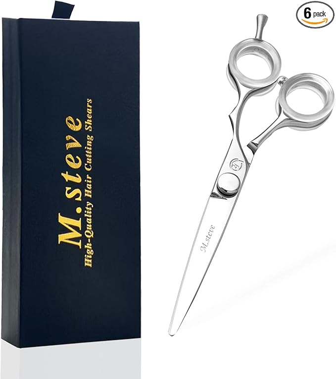 Hair Cutting Shears 6 Inch Professional Barber Scissors with Japanese 440C Stainless Steel and Razor-Sharp Convex Blades Hairdressing Hairstyling Haircutting Scissors for Salon and Home Use