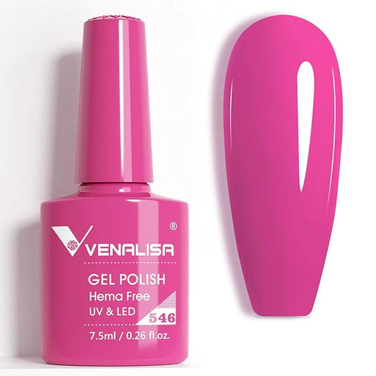 VENALISA Pink Gel Nail Polish 1 Pcs Hot Pink Color Gel Polish Soak Off UV Gel DIY at Home Manicure Salon Nail Art For Girls Women
