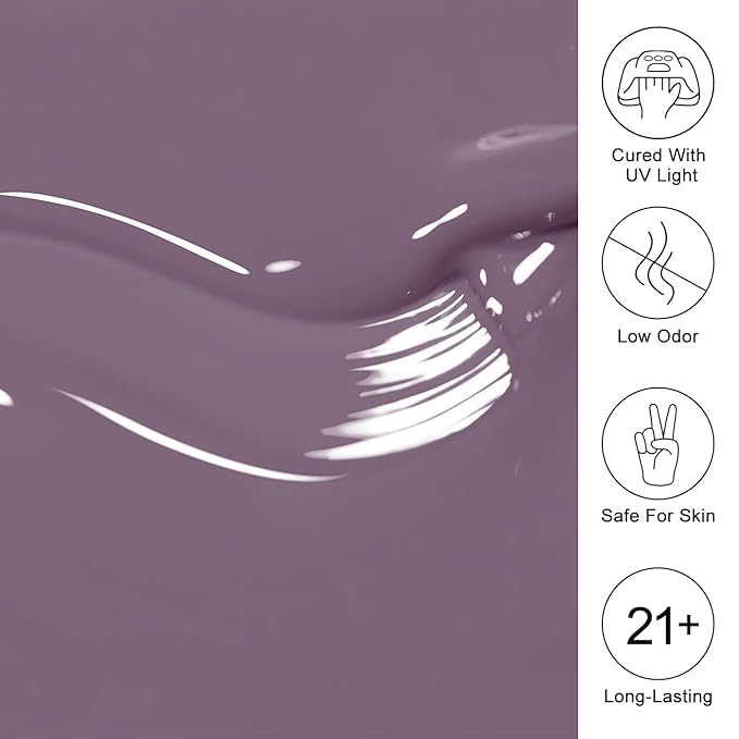 Imtiti 10ml Grey Purple Gel Nail Polish Long Lasting Soak Off UV LED Gel Polish Salon DIY at Home Gift for Women 1Pcs