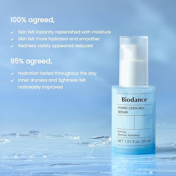 BIODANCE Hydro Cera-nol Serum, Ceramide, D-Panthenol, Hyaluronic Acid for Hydrating, Soothing for Sensitive Skin, Korean Skincare, Stocking Stuffers for Teen Girls | 1.01 fl.oz x 1 ea