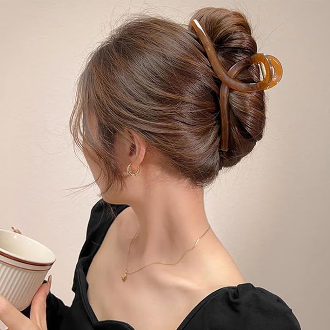large claw clips, jumbo hair clip, claw hair clips for women, hair clips for thin hair, 4 pcs, 6-inch, Neutral Color.
