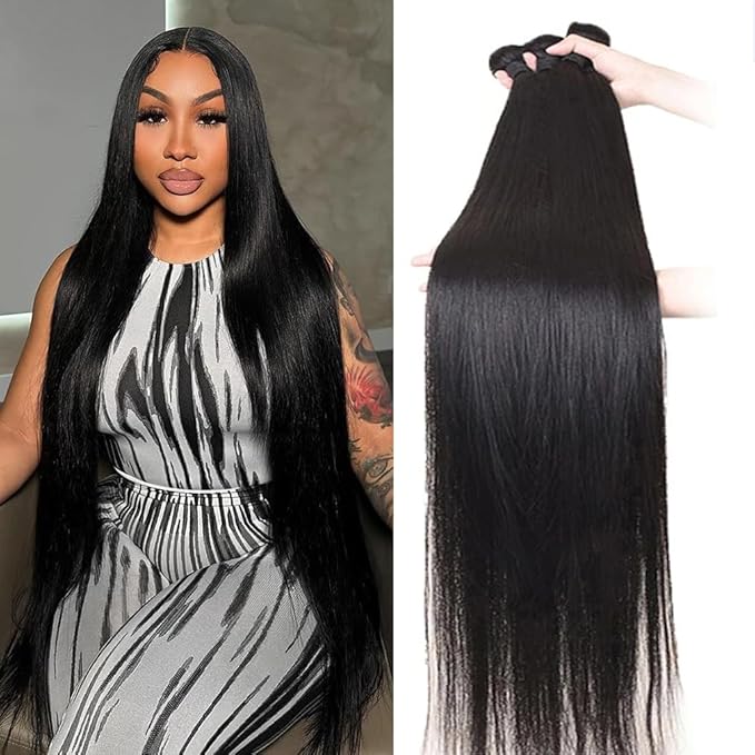 Bundles Human Hair 20 22 24 Inch Human Hair Straight Bundles 12A Brazilian Virgin Remy Hair Natural Color 100% Human Hair Weave Extensions for Women