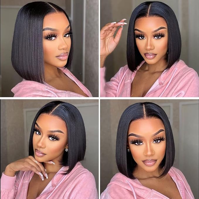 LICHANG 12 Inch 13x4 Lace Front Wigs Human Hair Bob Wig Human Hair