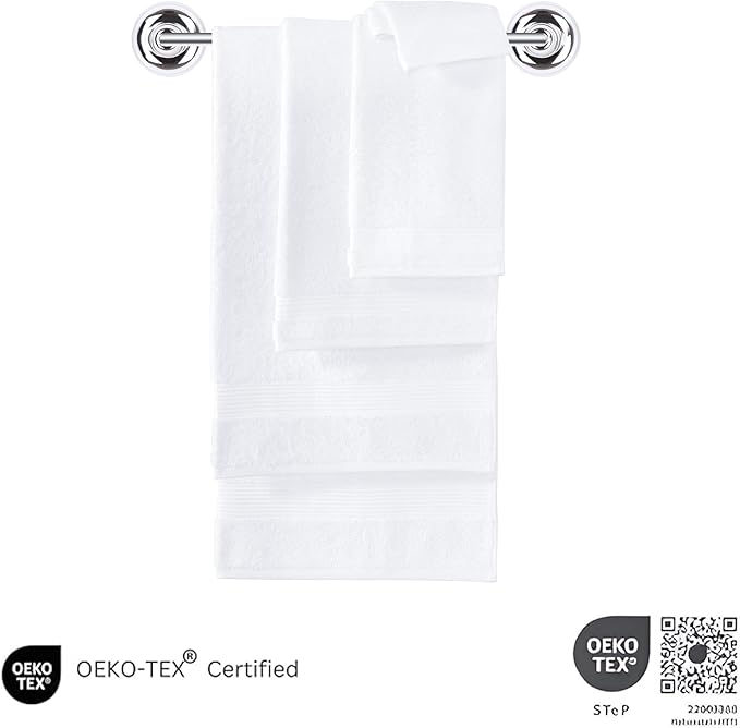 Classic Turkish Towels CTT - Luxury 6 Piece Towel Set, 100% Turkish Cotton, Quick Drying, Highly Absorbent & Comfy, Includes 2 Bath Towels, 2 Hand Towels & 2 Washcloths | (White)