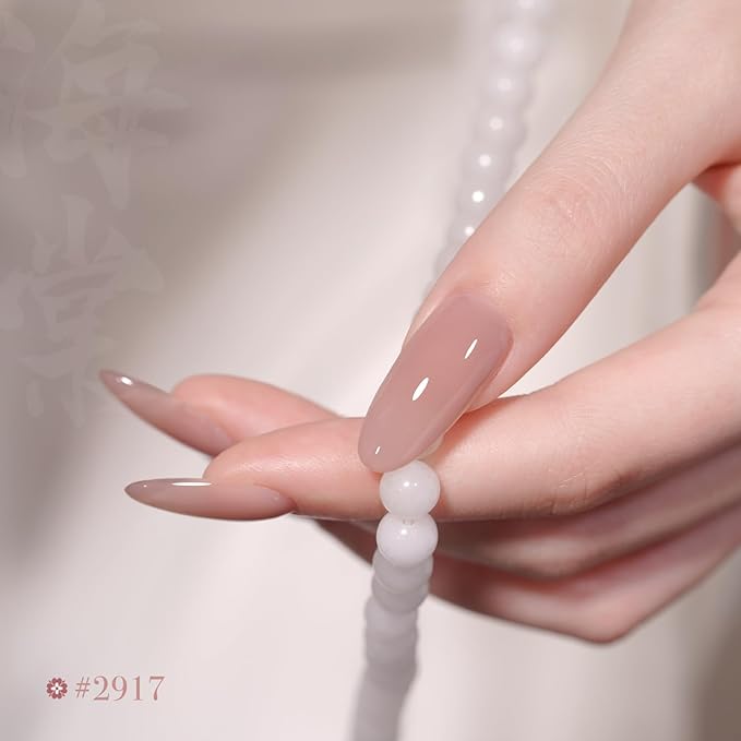 GAOY Jelly Nude Pink Gel Nail Polish Set, 6 Transparent Colors Sheer Brown Soak Off UV Light Cure Gel Polish Kit for Salon and Nail Art DIY at Home