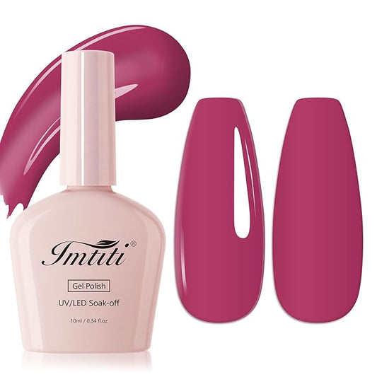 Imtiti Eggplant Red Gel Nail Polish, 1Pcs Rose Purple Red Soak Off UV LED Gel Polish, Long Lasting, Nail Art Manicure Salon DIY at Home for Autumn and Winter (0.34 Fl Oz-1921)