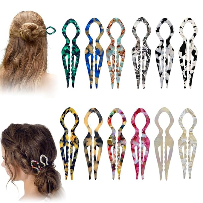 French Hair Pins for Women, Hair Pins for Majority Hair, Elegant Hair Clips for Women for Updos, Chignons French Twists, Double notch Locking Mechanism Anti-loosening Hairpins (12PCS All)