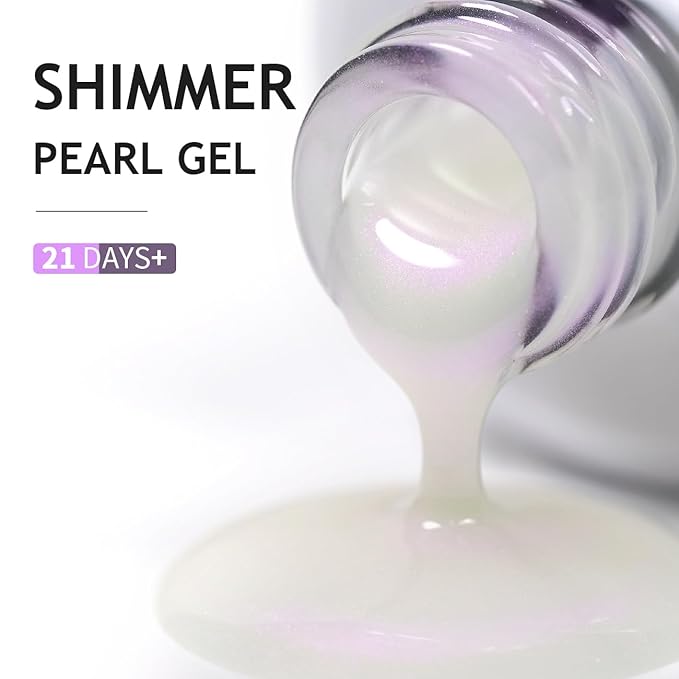 RARJSM Pearl Gel Nail Polish,15ML Clear Pearlescent Gel Polish,Purple Glitter Gel Polish Shimmer Iridescent Mermaid Nail Gel Polish Soak Off LED UV Drawing Swirl Thread Effect for DIY Manicure Use