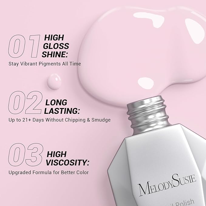 MelodySusie Thick Creamy Pink Gel Nail Polish,0.5fl oz Nails Soak Off UV LED Pastel Pink Gel Polish Gift for Women Nail Art Manicure Salon DIY Nail Design Decoration at Home-A1604