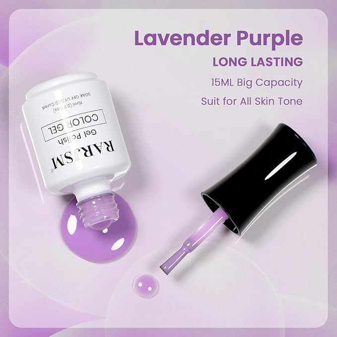 RARJSM Lavender Purple Nude Gel Nail Polish Neutral Sheer Ice Jelly Purple Gel Polish Transparent Nail GelPolish Soak off UV LED Cured for Home Salon DIY Manicure 15ml Single Bottle Summer Color