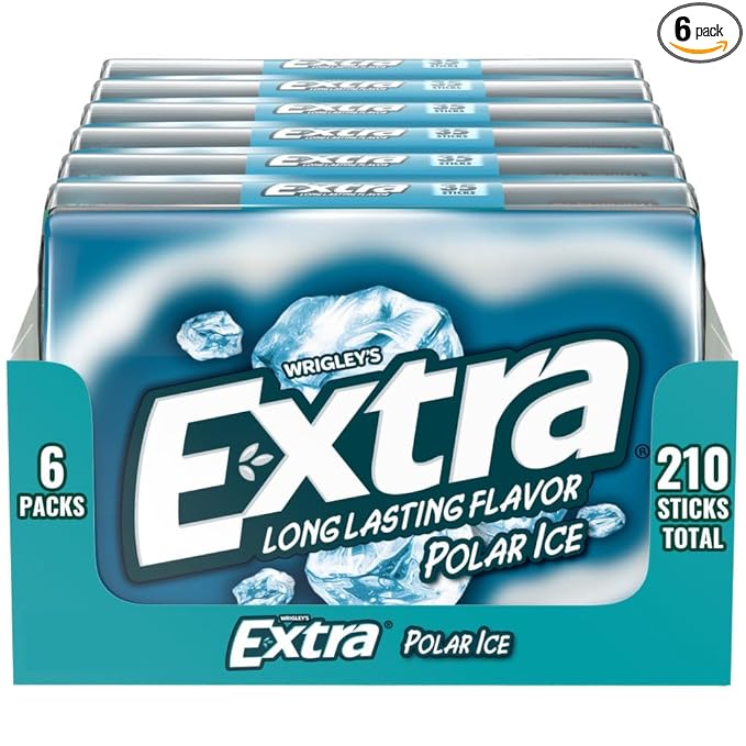EXTRA Polar Ice Sugar Free Chewing Gum, Party Favors, Gum Packs Bulk, Breath Fresheners, 35 Ct (6 Pack)