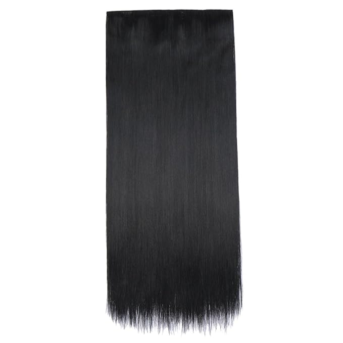 S-noilite 26" Straight Curly 3/4 Full Head One Piece 5clips Clip in Hair Extensions Long Poplar Style for Women Natural Black Hair Piece (26" - Straight, dark black)