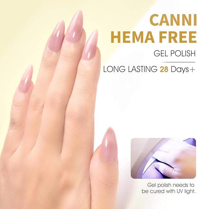 CANNI Jelly Nude Pink Gel Nail Polish, 1Pcs Sheer Clear Pink Gel Polish Translucent Pink Color High Gloss Soak Off U V French Nail Manicure Salon DIY