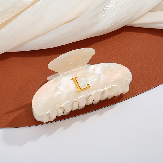 LILIE&WHITE Acrylic Letter Hair Clips For Women Stylish L Monogram Hair Claw Alphabet Hair Clip Fashion Glitter Claw Clips Elegant And Durable Hair Accessory Large Hair Clips L