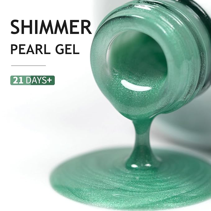 RARJSM Pearl Gel Nail Polish,15ML Light Green Pearlescent Gel Polish,Glitter Shell Gel Polish Green Shimmer Mermaid Nail Gel Polish Soak Off LED UV Drawing Swirl Thread Effect for DIY Manicure Use