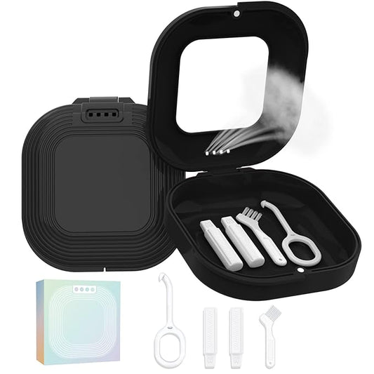 HEMILAB® Retainer Case, Slim Aligner Case with Vent Holes, Compatible with Invisalign, Mouth Guard Box with Retainer Removal Tool, Black