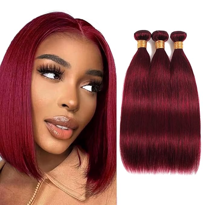 Burgundy Bundles Human Hair 99j Straight Bundle Dark Burgundy Straight Bundles 12 14 16 inch Red Human Hair Weave Bundle