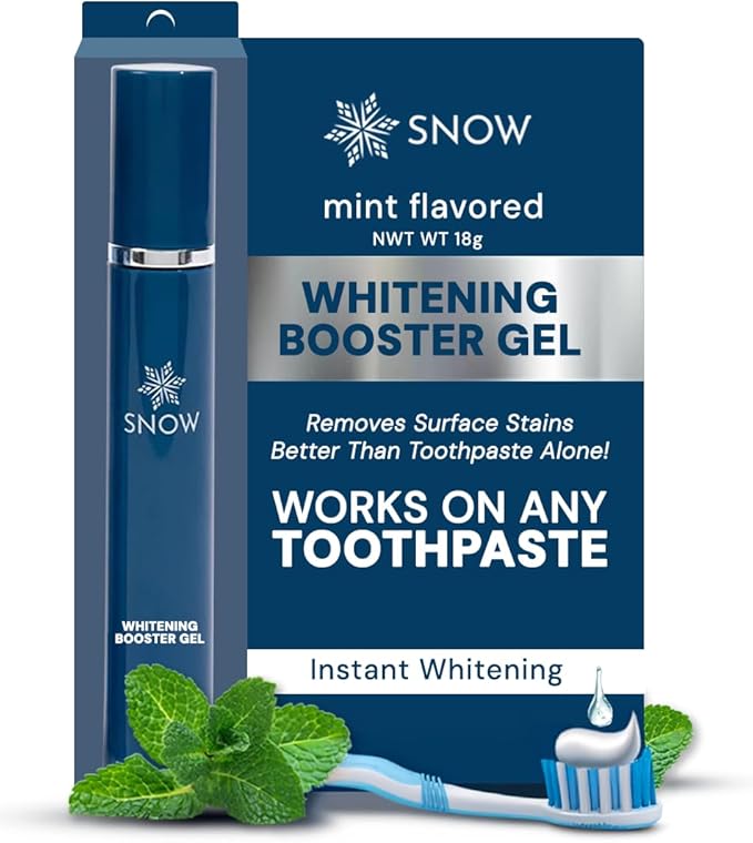Snow Teeth Whitening Gel - Add to Toothpaste for a Whiter Smile - Vegan Hydrogen Peroxide Gel with Xylitol for Tooth Stain Removal and Brightening - 18g