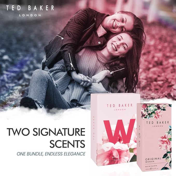 Ted Baker W and Woman Pink EDT Bundle, includes W EDT, pink orchid, fig leaf and white peony top notes 75ml with Woman Pink EDT, floral green feminine fragrance 3.38 fl oz