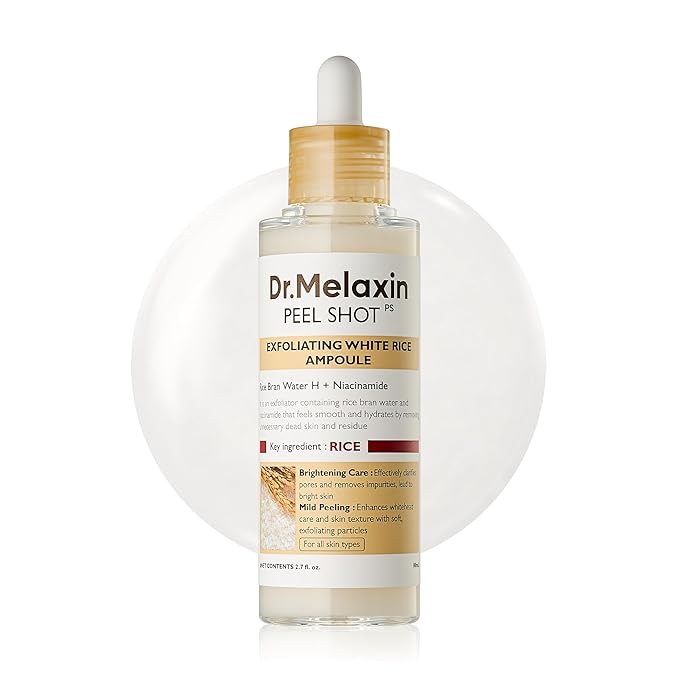 Dr.Melaxin Peel Shot Glow Rice Peeling Ampoule 80ml Daily Soft Exfoliating Face and Body Scrub Dead Skin Cells Blackhead Remover for All Skin Types korean skin care