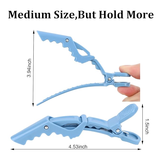 24 Pack Alligator Hair Clips for Styling, Sectioning Crocodile Hair Clips Professional Barber Accessories for Salon of Thick Curly Volume Hair (Blue)