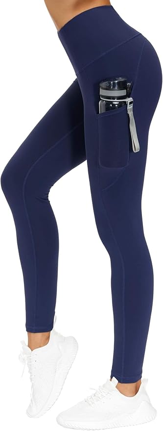THE GYM PEOPLE Thick High Waist Yoga Pants with Pockets, Tummy Control Workout Running Yoga Leggings for Women