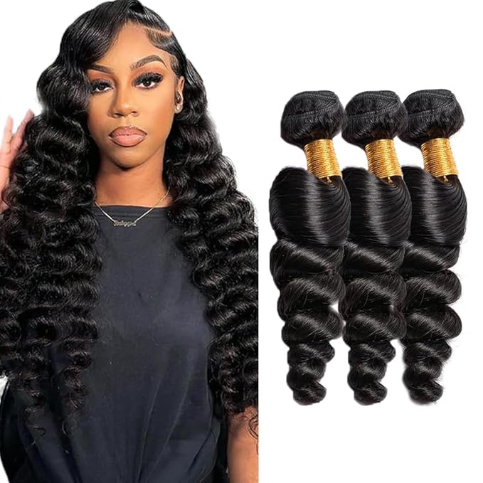 Human Hair Bundles Loose Wave Bundles Human Hair 20 22 24 inch Loose Deep Wave Bundle Natural Black Color 150g