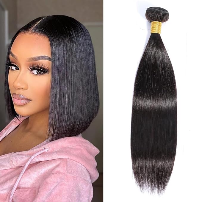 12A Straight Hair Bundles 1 Bundles Brazilian Virgin Human Hair Bundles Straight 10 Inch 100% Unprocessed Virgin Hair 1 Bundles Straight Weave Hair Human Bundles Natural Color for Woman