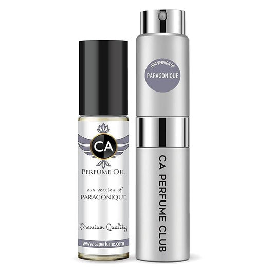 CA Perfume Duo Impression of Paragonique For Women And Men Perfume Layering Set Long Lasting Travel Size EDP + Body Oil Roll-On Bottle 0.27 Fl Oz+0.33 Fl Oz