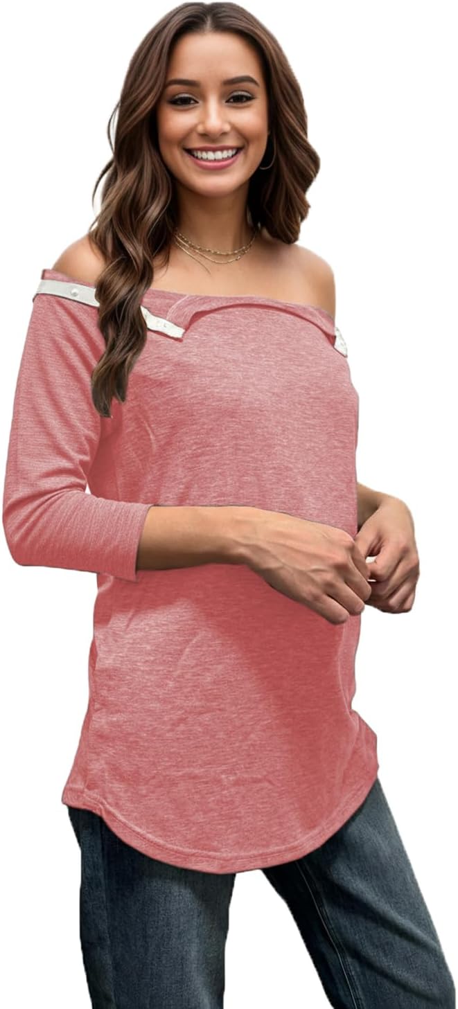 Youdiao Post Shoulder Surgery Shirts for Women Tear Away 3/4 Sleeve Tops After Rotator Cuff Chemo Port Adaptive Clothing