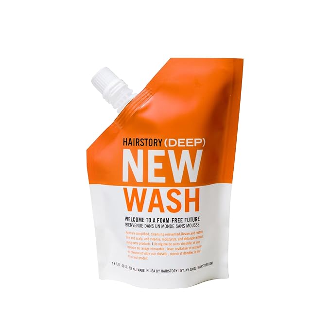 Hairstory New Wash Deep Clean Refill, Clarifying Cleansing Cream for Oily & Fine Hair, Detergent Free Shampoo & Conditioner Alternative, 8oz