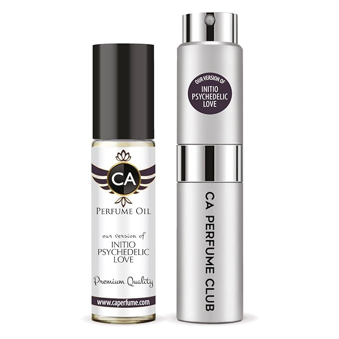 CA Perfume Duo Impression of Psychedelic Love For Women And Men Perfume Layering Set Long Lasting Travel Size EDP + Body Oil Roll-On Bottle 0.27 Fl Oz+0.33 Fl Oz