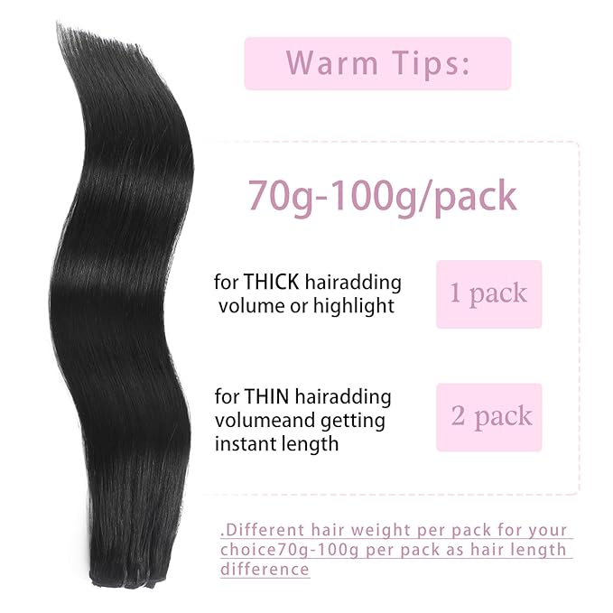 Clip in Hair Extensions Real Human Hair Jet Black 14 inch 7pcs 70g/Pack, Human Hair Clip in Extensions, Salon-Grade Quality, Easy Comfort Wear for Women (#1, 14 inch)