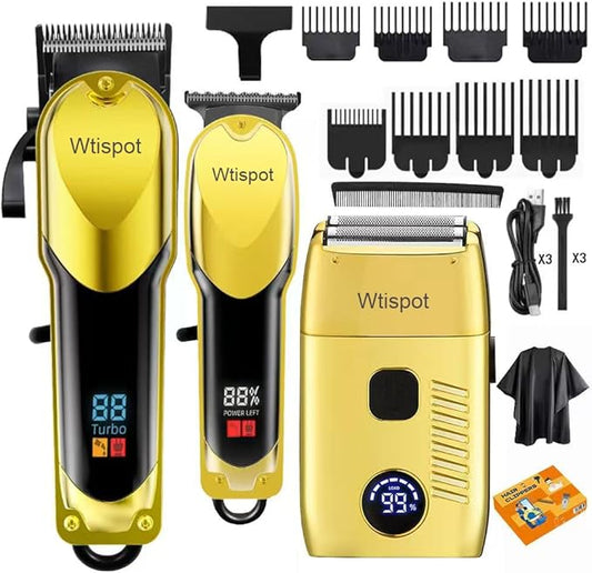 Hair Clippers Set for Men,Hair Clipper Trimmer with LED Display, Professional Cordless Hair Clipper Shaver Beard Trimmer, Hair Cutting Machine for Men, Holiday Gift for Father's Day Gift(with Apron)