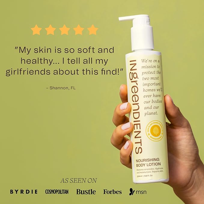 Ingreendients Hand & Body Lotion With Organic Cocoa Butter & Shea Butter - With Ceramides, Moisturizes and Rejuvenates Skin, Natural, Non Toxic, Vegan