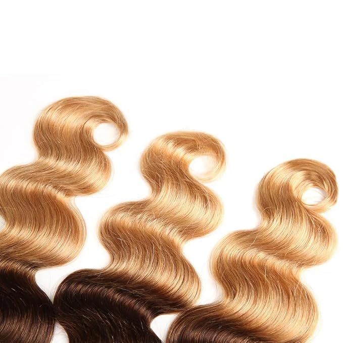 t1b/4/27 Bundle Ombre Body Wave Human Hair Bundles Brazilian Virgin Remy Hair 3 Bundles 28 30 32 Inch Black and Blonde Bundle Human Hair