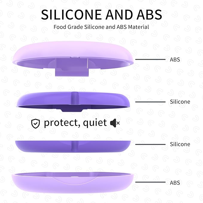 2 Pack Retainer Case, Compatible with Invisalign, Orthodontic Aligner Case with Removal Tool and Brush, Purple