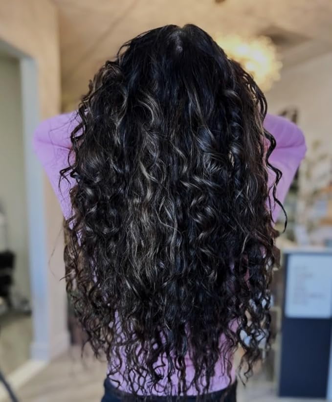Remy Cuticle Intact Double Drawn Real Human Hair Seamless-Invisible Clip Deep Wave Curl Human Hair Extentions #2 Dark Chocolate Brown 22 inch 120g 8 pcs