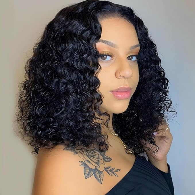 ISEE Hair M Cap 9x6 Bob Wig Human Hair Glueless Wigs Pre Plucked Pre Cut HD Lace Front Glueless Wigs Human Hair 180% Density Short Deep Wave Bob Wigs for Black Women 16 inch