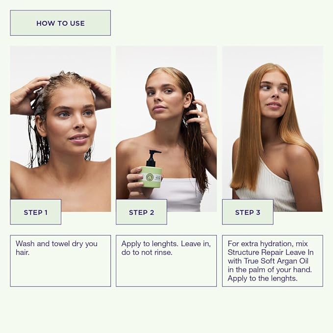 Maria Nila Structure Repair, Leave-in Cream, 6.8 Fl Oz, For Damaged & Chemically Treated Hair, Algae Extract Rebuilds & Moisturizes, 100% Vegan & Sulfate/Paraben free