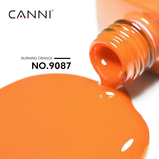 CANNI Orange Gel Nail Polish, 1Pcs Neon Orange Gel Polish Bright Orange Color High Gloss Soak Off U V French Nail Manicure Salon DIY
