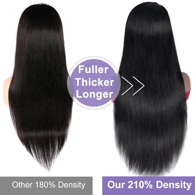 ALI PANDA [2-YEAR Life, 205g, 210% Density 6x4 Wear and Go Wig,100% Human Hair, Skinlike HD Glueless Closure Wigs Human Hair Pre Plucked Pre Cut, (0.1mm Ultra-Thin HD Lace), Middle Part 24 Inch