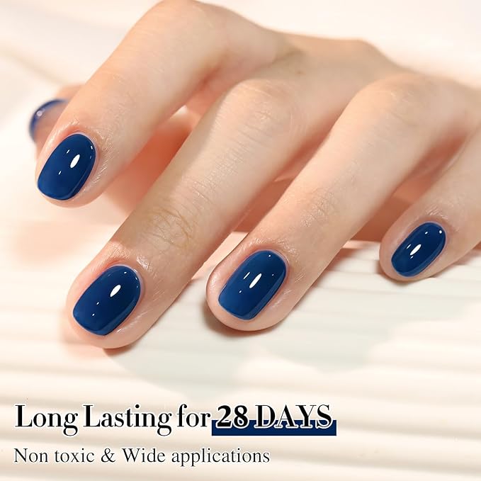 Double Rhythm 0.50 OZ Gel Polish Hema Free Same Color Same Bottle Golden Round Translucent Neutral Natural Milky 15 ML Jelly UV Polish Art DIY at Home (Navy Blue-C1107)