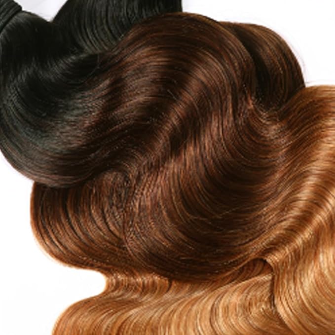 t1b/4/27 Bundle Ombre Body Wave Human Hair Bundles Brazilian Virgin Remy Hair 3 Bundles 28 30 32 Inch Black and Blonde Bundle Human Hair