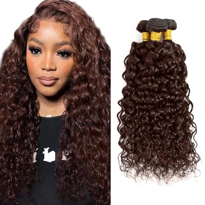 26 28 30 inch Dark Brown Bundles Human Hair #4 Water Wave Bundle Chocolate Brown Human Hair Bundles #4 Wet and Wavy Bundle
