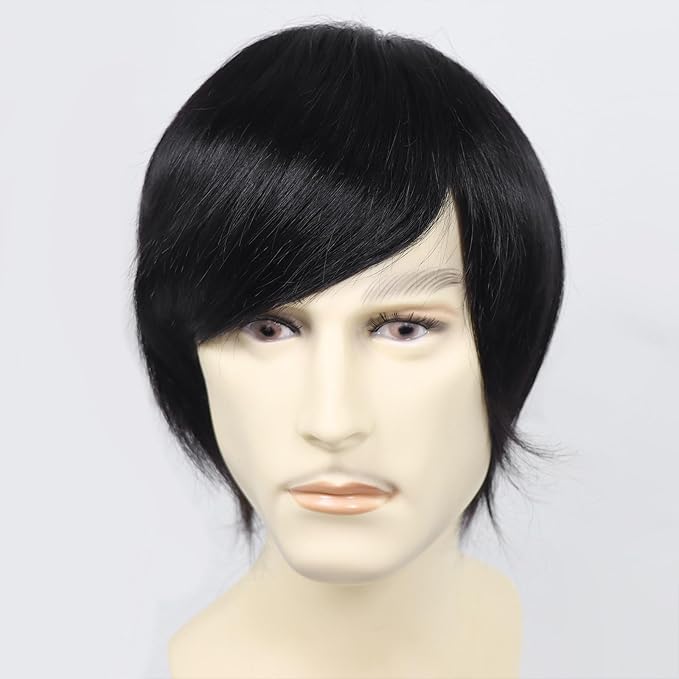 6x8 7x9 Hair Men’s Toupee Mono Lace PU Hairpiece Replacement Capillary Prosthesis System 100% Human Hair Breathable Durable Males Wig Natural Black (Black, 6x8)