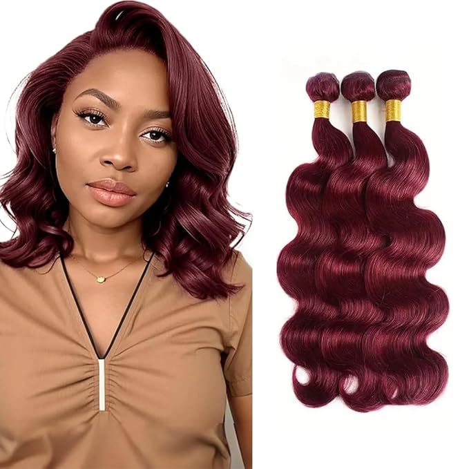 Burgundy Bundles Human Hair 99j Bundles Red Human Hair Bundle 12 14 16 inch Burgundy Body Wave Bundle 300g