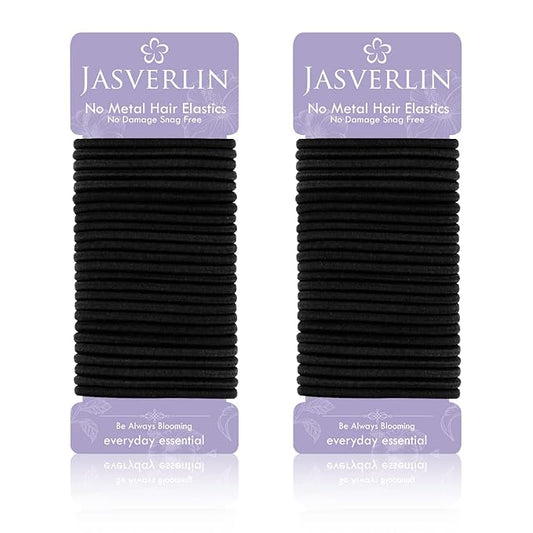 Black Elastics Hair Ties, Ponytail Holders No Metal Hair Bands Scrunchies Braid Accessories for Women Girls Thick No Damage Hair Band 4mm 50 Pieces (Black)