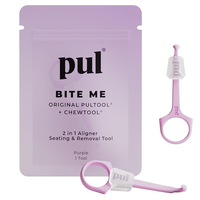 PUL Pack of 2 Reusable 2-in-1 Aligner Seating Chewie & Removal Tool — Compatible with Invisalign, Removable Braces, Retainers & Trays – Easy-to-Use Remover & Chew, Dental & Oral Hygiene Care – Purple